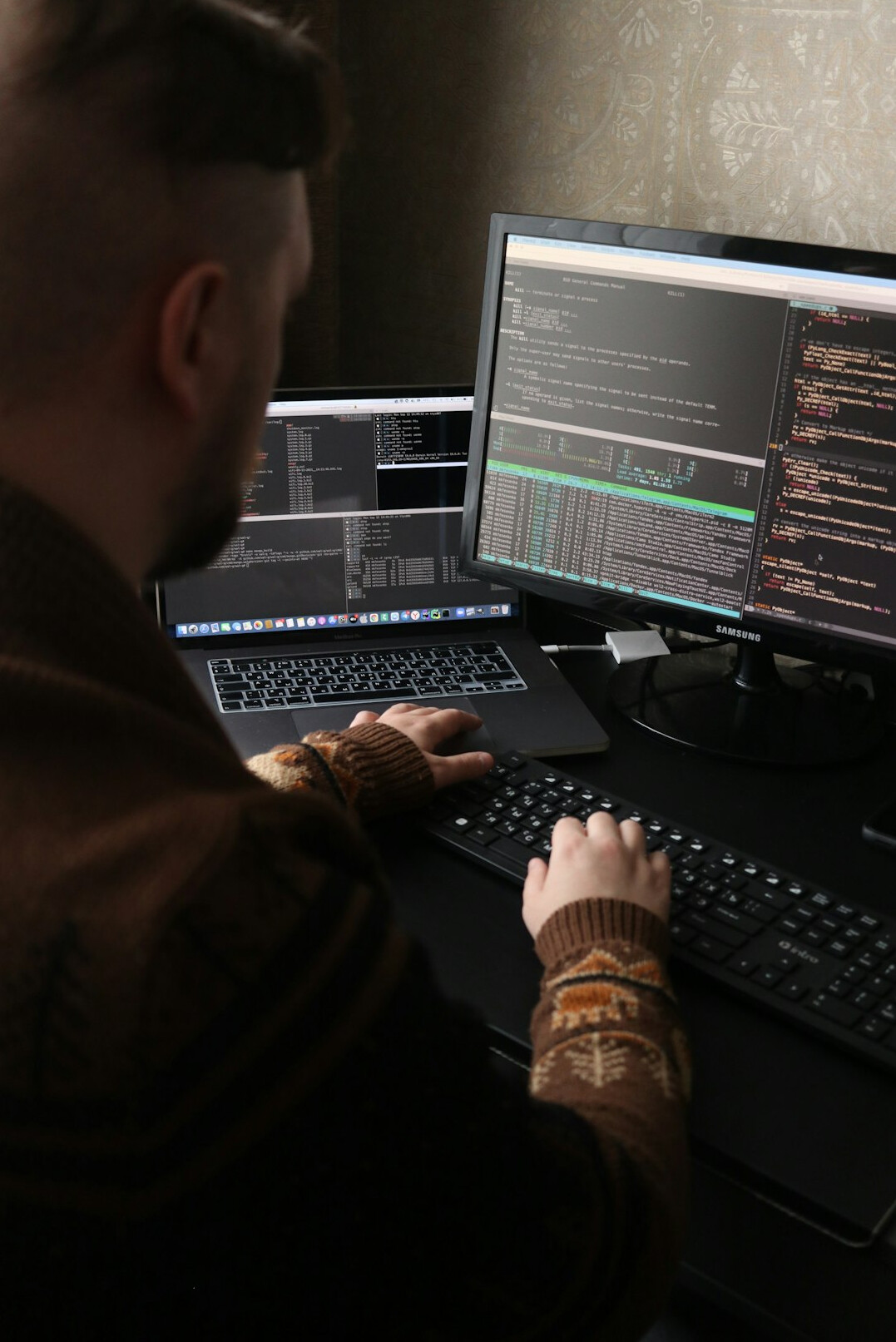 person coding at home